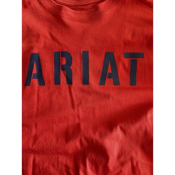 New Ariat Rebar Men's Long Sleeve T-shirt 2XL Red Workwear Blue Logo Tee - Picture 4 of 8